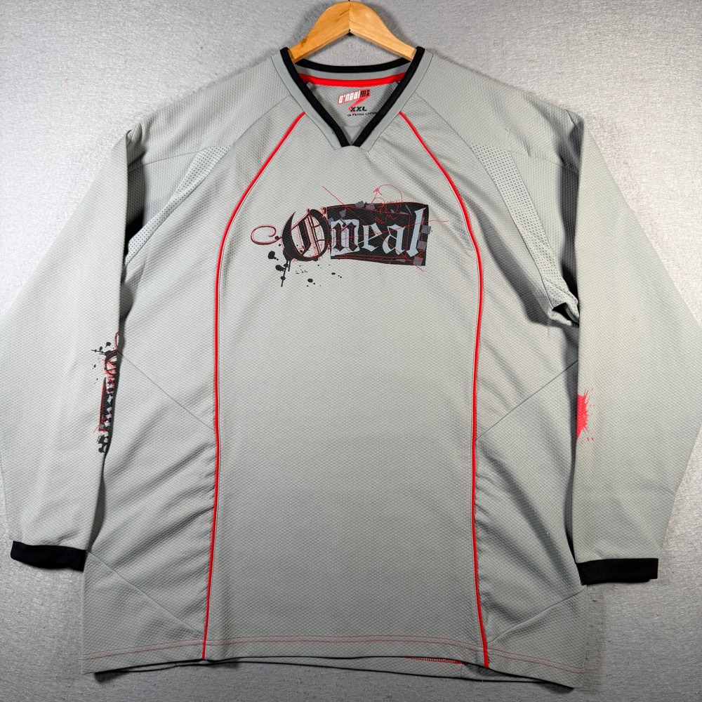 O'Neal MX Men's‎ Long Sleeve Jersey Shirt Gray Red XXL Motocross Sportswear